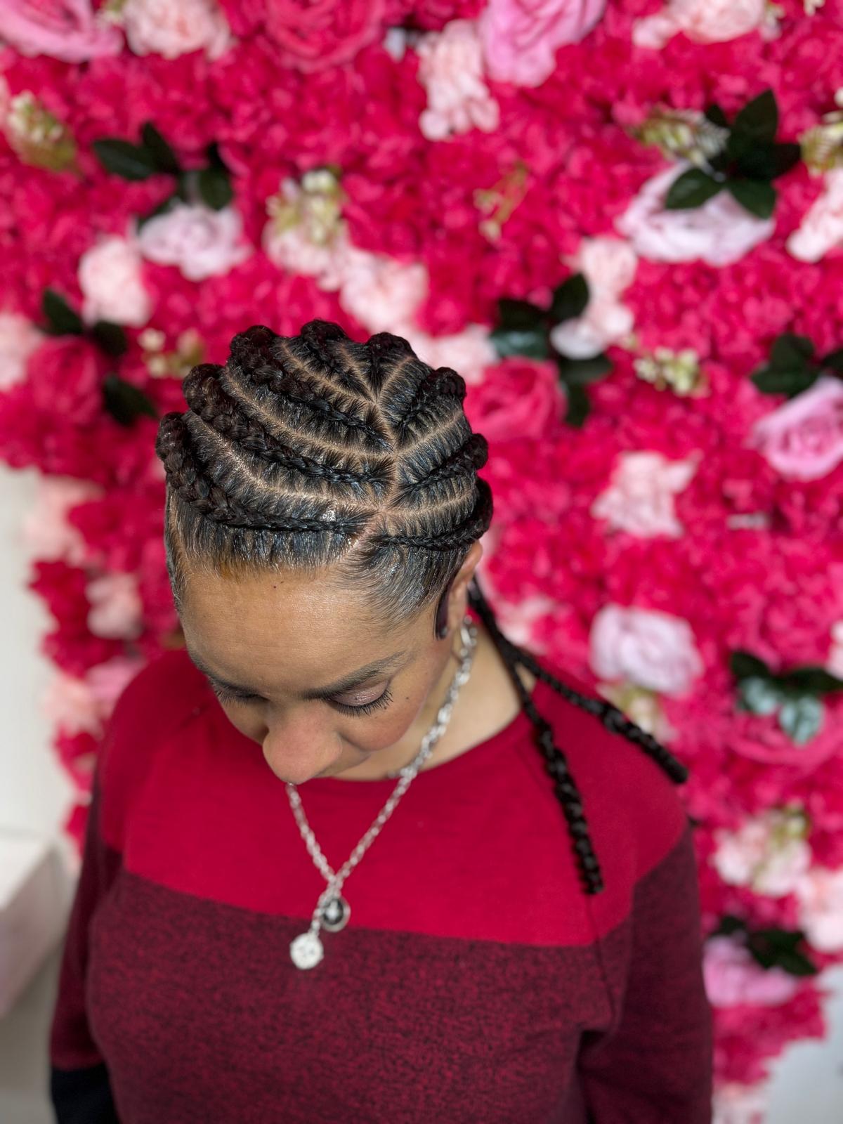 Client protective hairstyle by Melanie Hair Braiding